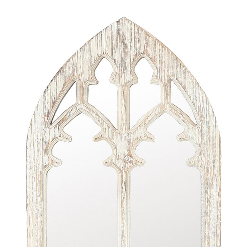 LuxenHome Distressed White Wood Cathedral Framed Wall Mirror, 5 of 9