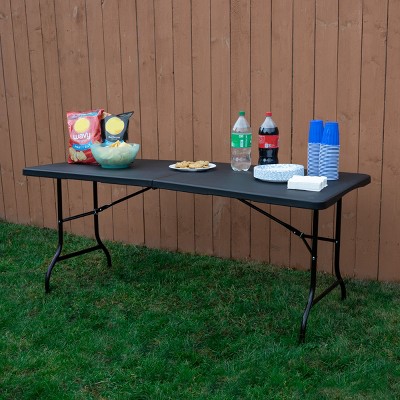 Black 6-Foot Folding Camping and Utility Table