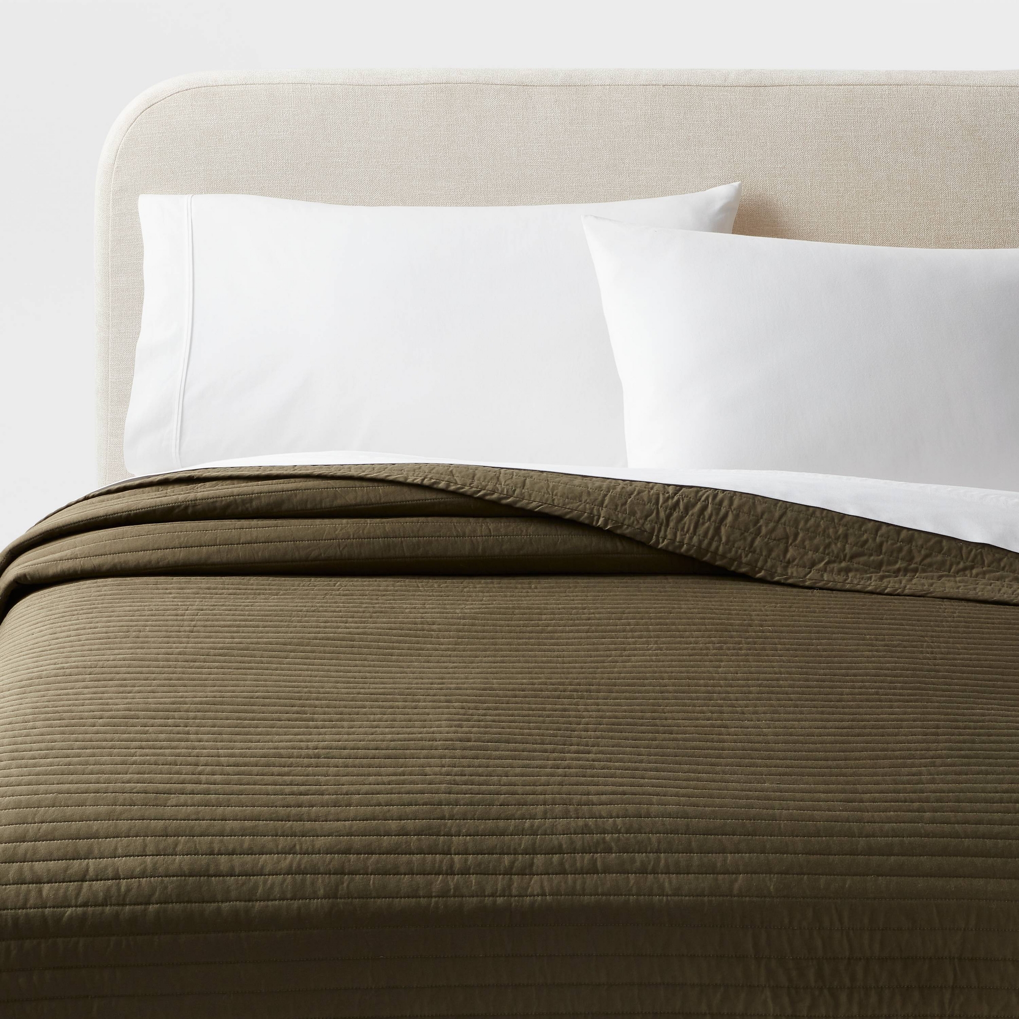 Full/Queen Washed Cotton Sateen Quilt Dark Olive Green - Threshold™