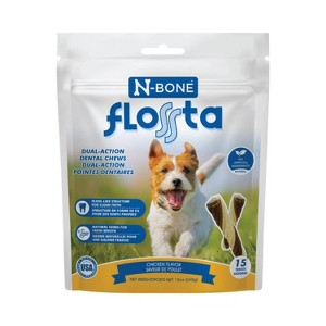 N-Bone Flossta Dual-Action Chicken Flavor Dental and Hard Chew Dog Treats - 12oz - 1 of 4