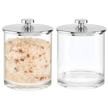 mDesign Medium Round Acrylic Apothecary Canister Jars - 2 Pack - Clear/Chrome