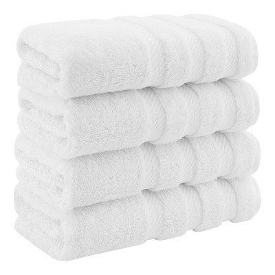 American Soft Linen Washcloth Set 100% Turkish Cotton 4 Piece Face Hand Towels for Bathroom and Kitchen - Rockridge Gray