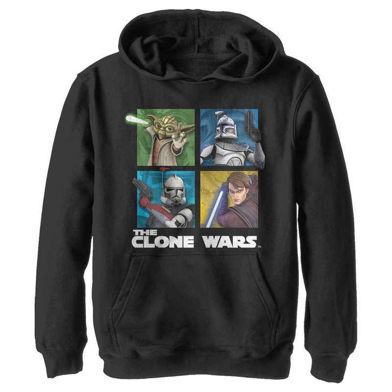 Boy's Star Wars: The Clone Wars Group Shot Box Up Pull Over Hoodie, 1 of 4