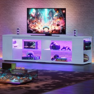 PINMOCO 70 inch High Glossy TV Stand for TVs up to 80 inch Gaming Media Console with LED Lights and Adjust Side Shelves Entertainment Center - 1 of 4