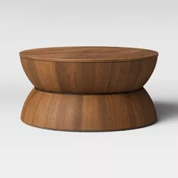Prisma Round Natural Wood Turned Drum Coffee Table Brown - Threshold™