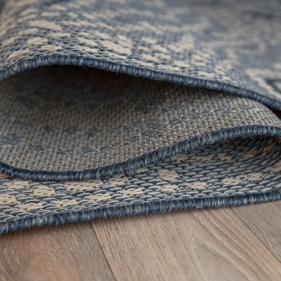 Blue Synthetic Rectangular 8' x 10' Stain-Resistant Area Rug
