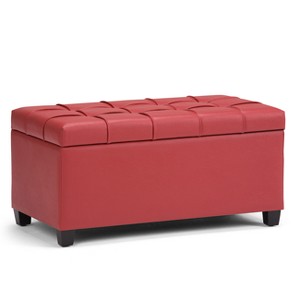 Marlowe Storage Ottoman Bench Crimson Red Faux Leather - Wyndenhall