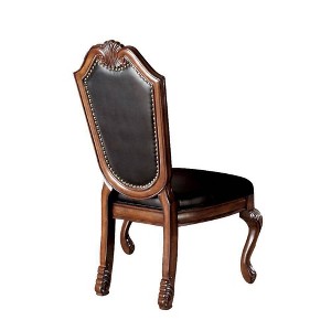 Acme Furniture Chateau De Ville Dining Chairs Black Synthetic Leather/Cherry Finish - 1 of 4