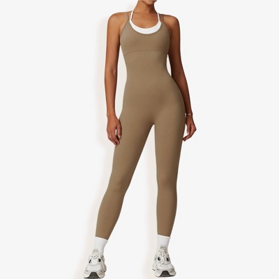 Anna-Kaci Active Women's Seamless Active Bodysuit with Double Strap Racerback Design