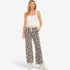 Amaryllis Women's  Leopard Print Knit Pants High-Waist Elastic Band Wide-Leg Lounge Bottoms with Soft and Stretchy Fabric - 3 of 4