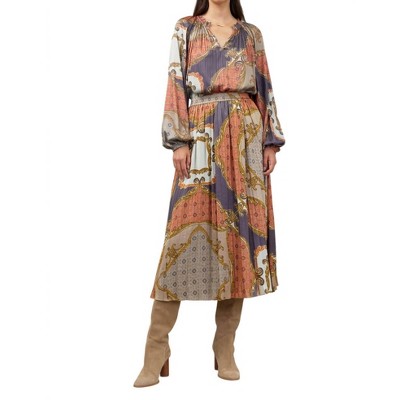 Women's Elasticized waist pleated midi skirt - current air