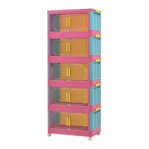 ChicFurnit Utility Storage Cabinets 5 Tiers Multi Use Storage Cabinet Folding Storage Cabinet for Home Spaces, Multicolored, 20.47"*12.2"*13.19" - 1 of 4