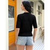 Coolmee Womens Short Sleeve Button Down Cardigans Sweater Cropped Lightweight Crew Neck Sweater Tops - 4 of 4