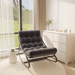 Outdoor Rocking Chairs, Comfortable Lounging Chair with Removable Cushions, Sturdy Metal Frame, Padded Seat for Patio, Garden,Nursery, Or Living Room - 1 of 4
