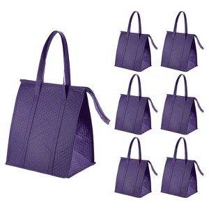 Unique Bargains Non-Woven Thermal Insulation Zippered Reusable Grocery Bags 6 Pack - 1 of 3