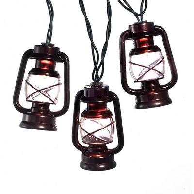 Kurt S. Adler 10-Count Brown Lantern Christmas Light Set, 8.5ft Green Wire