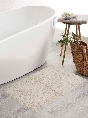 Bell Flower Collection Cotton Floral Pattern Tufted Bath Rug - Home Weavers