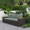Resenkos 3-Seat Outdoor Patio Sofa with Cushions, PE Rattan Wicker Sofa with Wide Armrests, Outdoor Wicker Couch, Dark Gray - 2 of 4