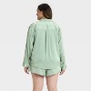Women's Satin Notch Collar Long Sleeve Shirt and Shorts Pajama Set - Auden™ - 2 of 3
