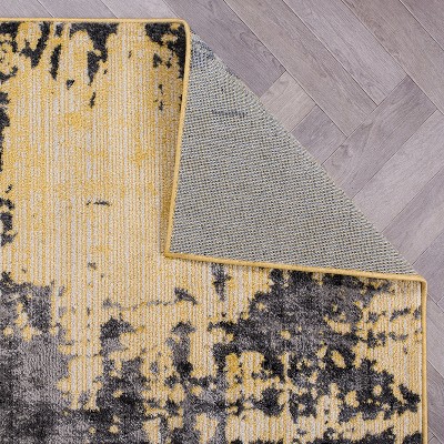 Yellow and Gray Abstract Distressed 5' x 7' Area Rug