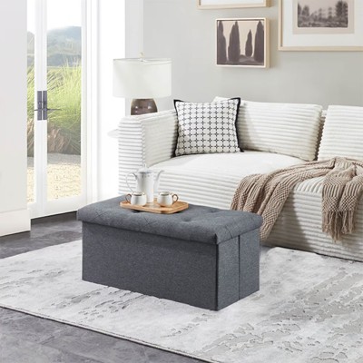 GlasFlength Ottomans and Benches, Stylish and Functional Storage for Every Room, Designs for Bedroom, Living Room, Playroom, Gray,30.3”*15”*15"