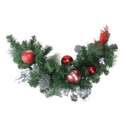 Northlight 26" Unlit Red/Silver Ornaments and Pine Cone Artificial Christmas Swag