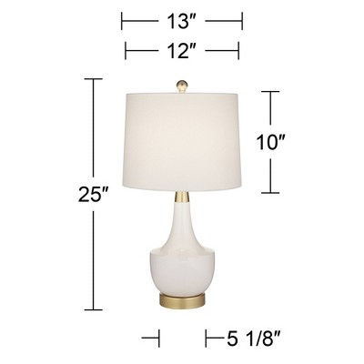 White and Gold Ceramic Mid-Century Modern Table Lamps with USB Ports