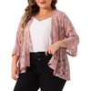 Agnes Orinda Women's Plus Size Casual Open Front 3/4 Sleeve Sheer Lace Cardigan - 2 of 4