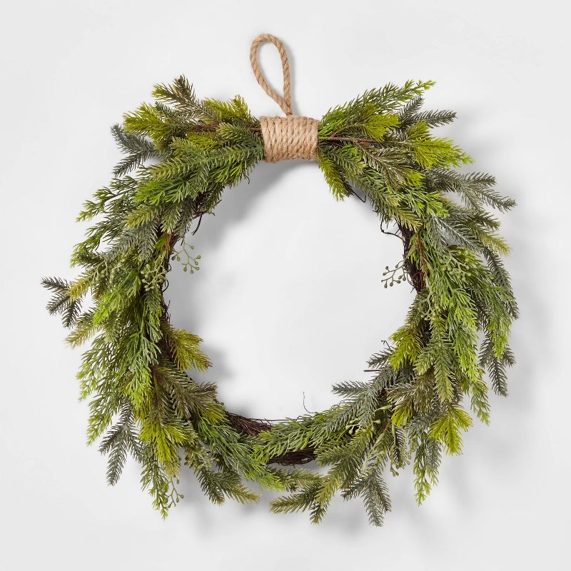 20&#34; Mixed Greenery Christmas Artificial Wreath - Wondershop&#8482;, 1 of 7