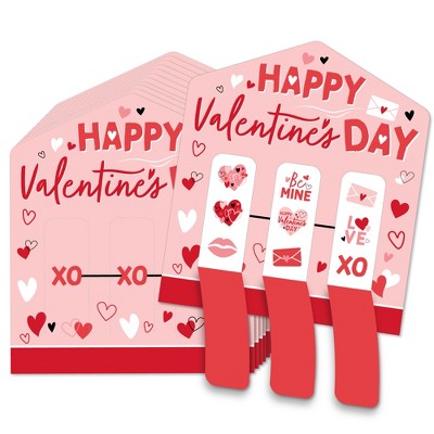 Big Dot of Happiness Happy Valentine’s Day - Valentine Hearts Party Game Pickle Cards - Pull Tabs 3-in-a-Row - Set of 12