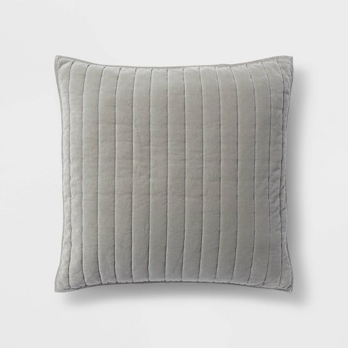 Euro Channel Stitch Velvet Quilt Sham Gray - Threshold™: Oeko-tex ...