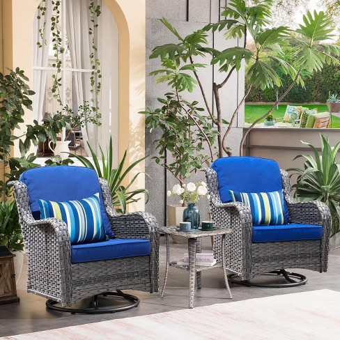 Xizzi 3 Pieces Outdoor Swivel Rocker Chairs Set Blue : Target