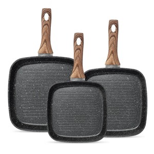 SEVOBAL Pots and Pans 3-Piece Nonstick Square Grill Pan Set with Stay Cool Handle PFOA Free - 1 of 4