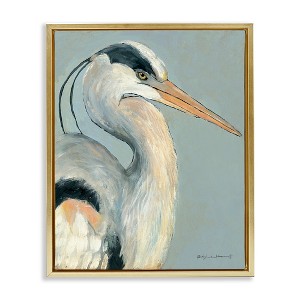 Stupell Industries Egret Bird Wildlife Animal Portrait Black Floater Framed Canvas Wall Art - 1 of 4