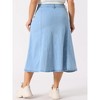 Agnes Orinda Women's Plus Size Vintage High Waist with Pocket Casual A-Line Midi Denim Jean Skirts - 4 of 4
