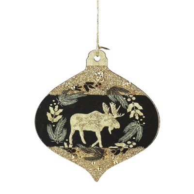 Kurt S. Adler 4” Moose Silhouette Onion Drop Christmas Ornament - Gold/Black