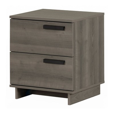 Gray Maple 2-Drawer Scandinavian Nightstand