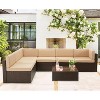 COWLOWN 7 Pieces Outdoor Patio, Porch Furniture Sets, Rattan Patio Furniture for Poolside, Outdoor Sectional Sofa Set with Tea Table - 3 of 4