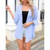 WhizMaxWomen's Cardigan Open Front Chiffon 3/4 Sleeve Cardigan Casual Sheer Beach Cover Ups - 3 of 4