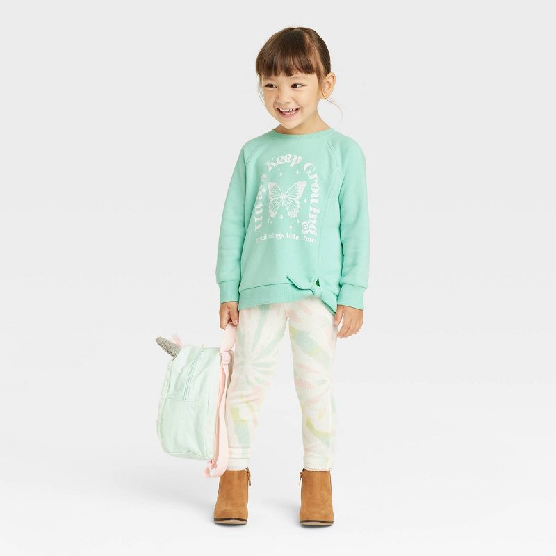 Grayson Mini Toddler Girls' Tie Waist Sweatshirt - Teal Green, 3 of 7
