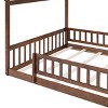 TopComfy Beds Full Size Wood House Bed Frame With Fence Walnut Finish Solid Construction Room Friendly Design for Kids, Brown, 78.35"*16.54"*6.69" - 3 of 4