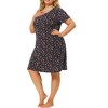 Agnes Orinda Women's Plus Size Floral Short Sleeve Round Neck Soft Nightgowns - 2 of 4