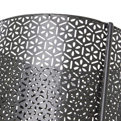 Set of 2 Black Metal Cylinder Floor Planters
