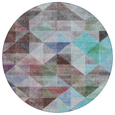 Silver Blue And Purple Geometric Washable Indoor Outdoor Area Rug