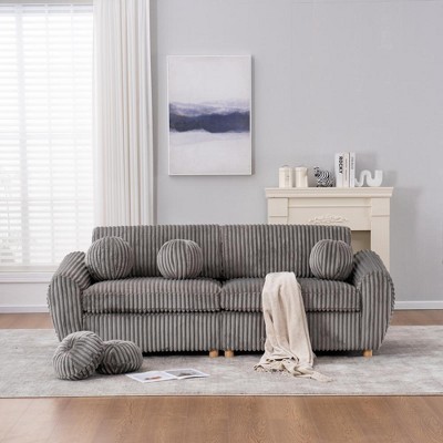 Vynxaria Oversize 2-Seater Loveseat Couch Solid Wood Frame, Comfortable Cushions, Easy Assembly, Timeless Style