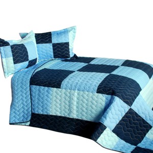 Slickblue Full/Queen 3 Pc Quilt Set, Vermicelli-Quilted TC Fabric, 5 Design Options, Machine Washable, 90.5"x90.5" - 1 of 4