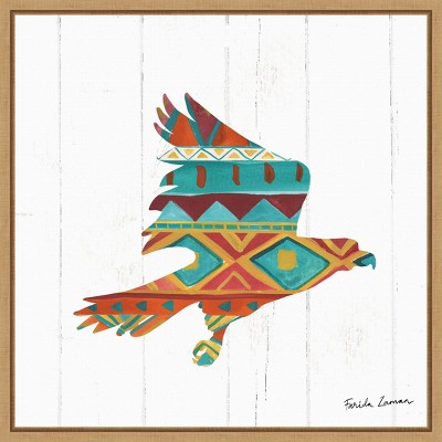 Southwestern Geometric Eagle Print on Canvas with Natural Frame