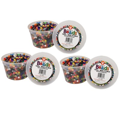 Hygloss Bucket O' Beads, 10 oz. Multi Mix Per Pack, 3 Packs