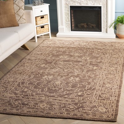 Kenya Collection 5'x8' Brown and Beige Hand-Knotted Wool Area Rug