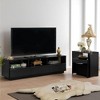 TV Stand with Drawers and Shelves, 63" Entertainment Center , Louver Design, Solid Wood Fronts, for Living Room, Media Console Cabinet - 4 of 4